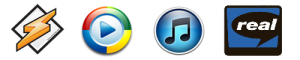 Winamp, Windows Media, iTunes, Real Player